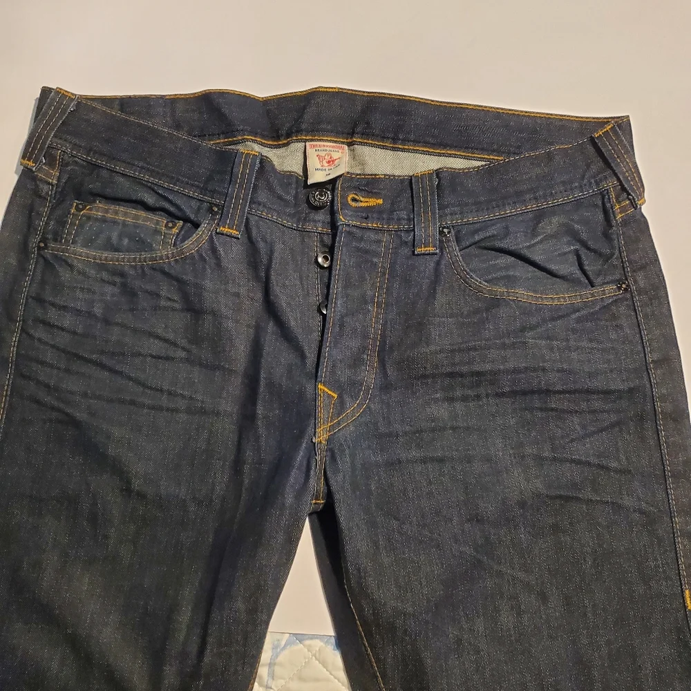 True Religion Jeans Men Straight Leg Phantom Blake  Dark Blue Denim 36 X 34